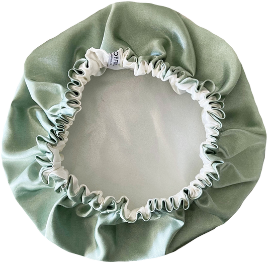 Creamy Sage Reversible Satin Bonnet