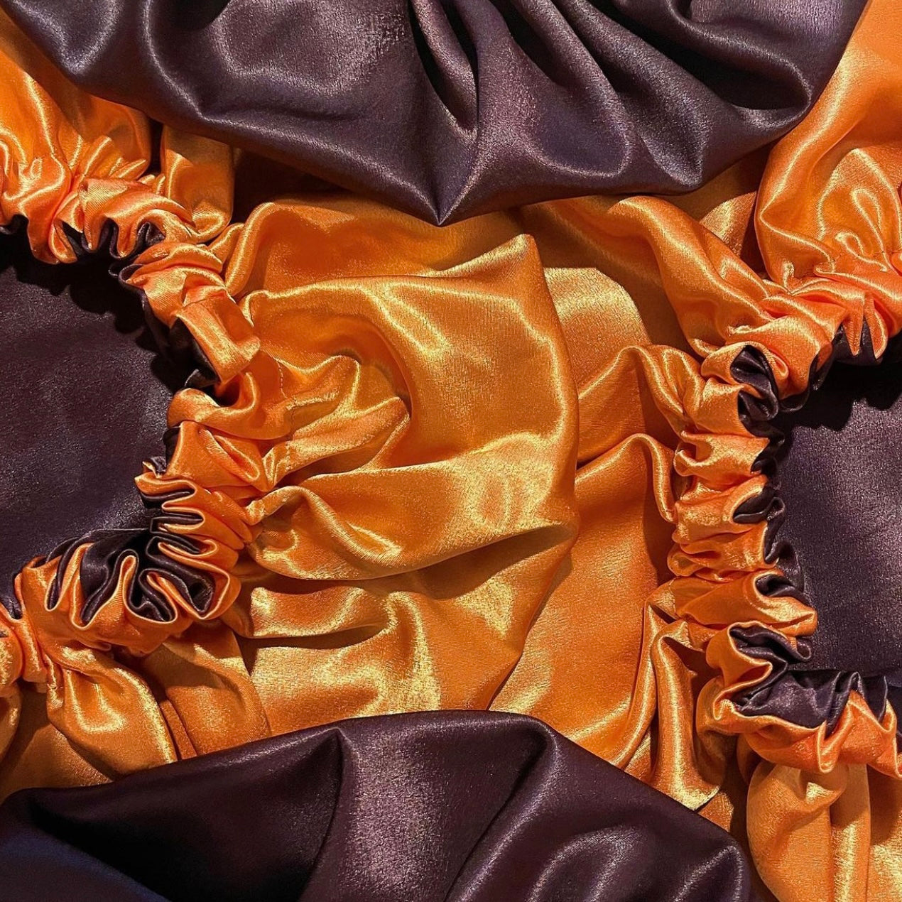 Pumpkin Spice Reversible Satin Bonnet