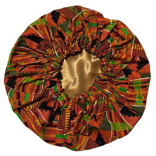 The BLACK HISTORY MONTH Collection: Gold Kente Reversible Satin Bonnet